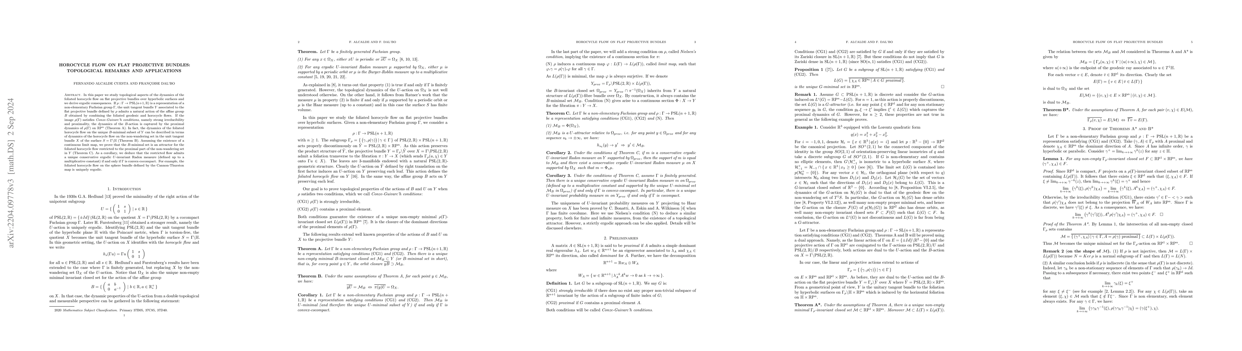 Thumbnail for Horocycle flow on flat projective bundles: topological remarks and
  applications
