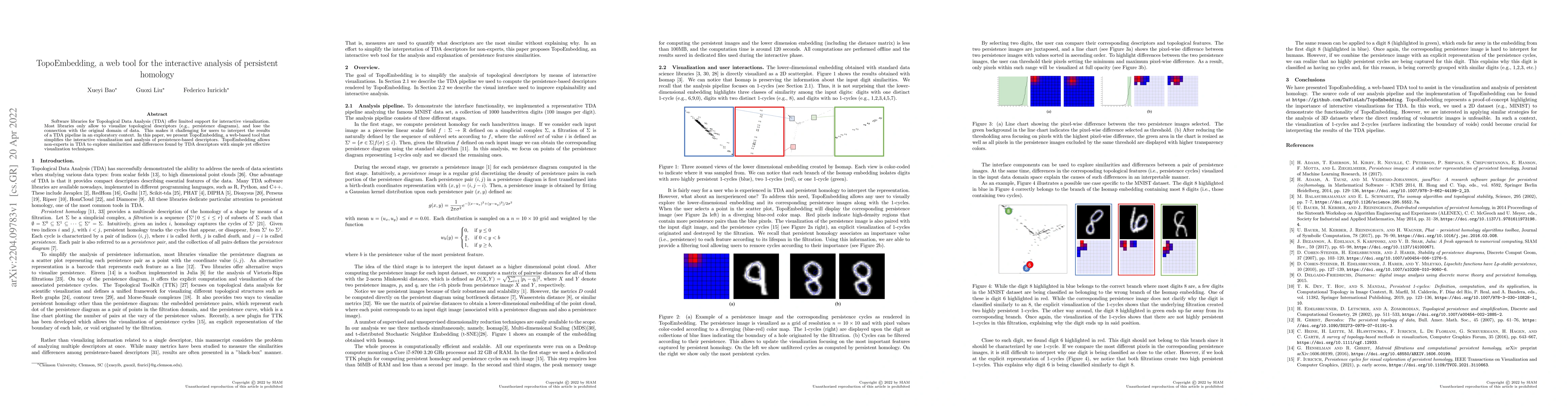 Thumbnail for TopoEmbedding, a web tool for the interactive analysis of persistent
  homology
