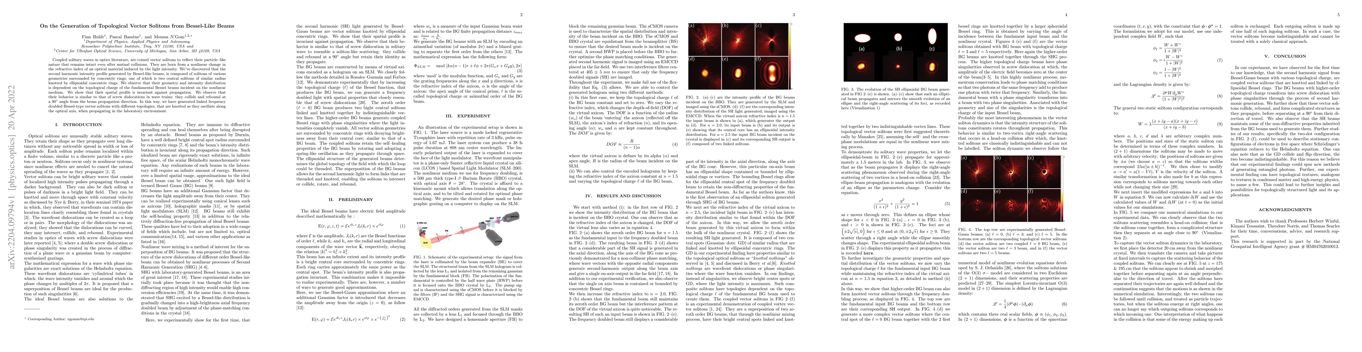 Thumbnail for On the Generation of Topological Vector Solitons from Bessel-Like Beams