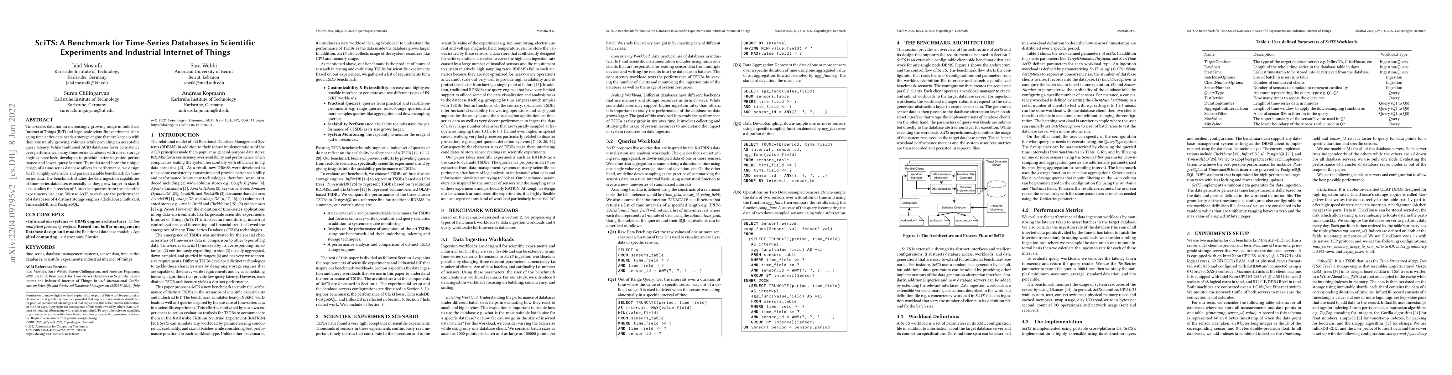 Thumbnail for SciTS: A Benchmark for Time-Series Databases in Scientific Experiments
  and Industrial Internet of Things