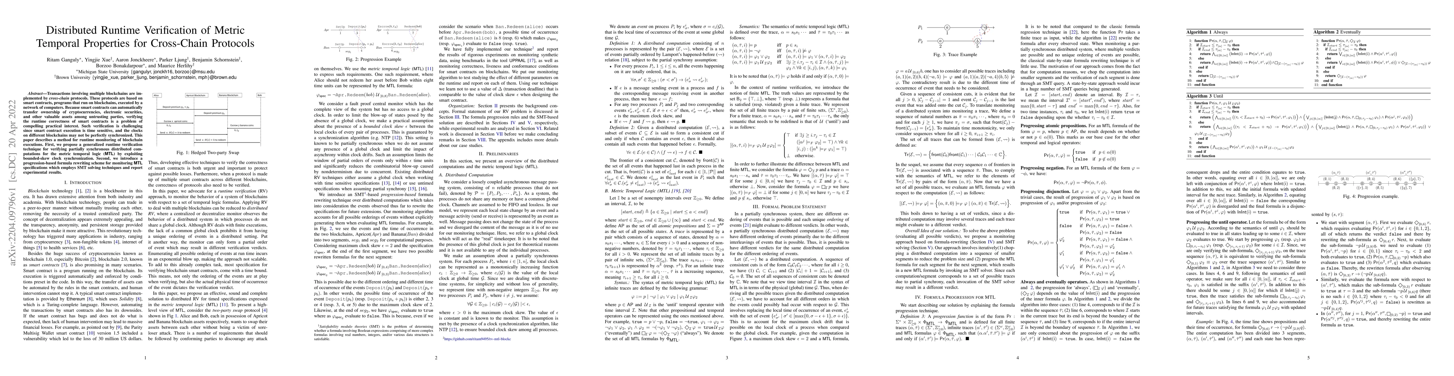 Thumbnail for Distributed Runtime Verification of Metric Temporal Properties for
  Cross-Chain Protocols