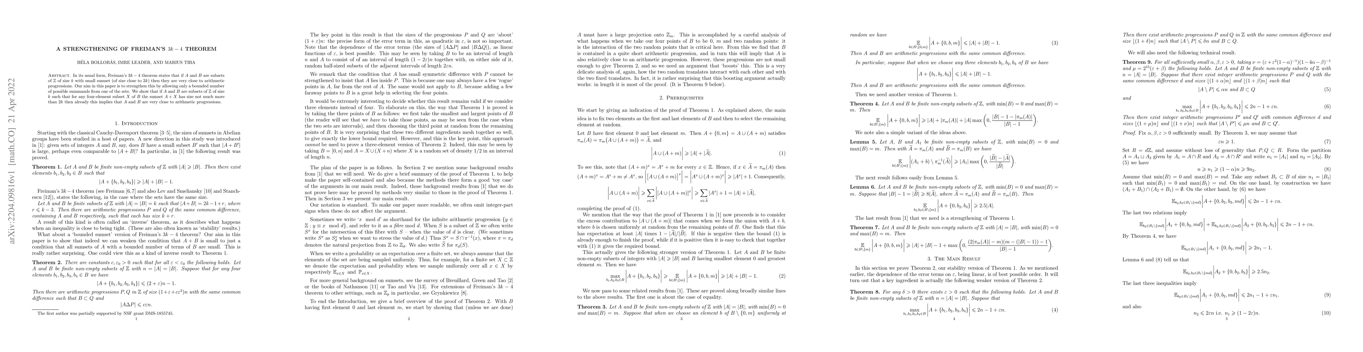 Thumbnail for A strengthening of Freiman's 3k-4 theorem