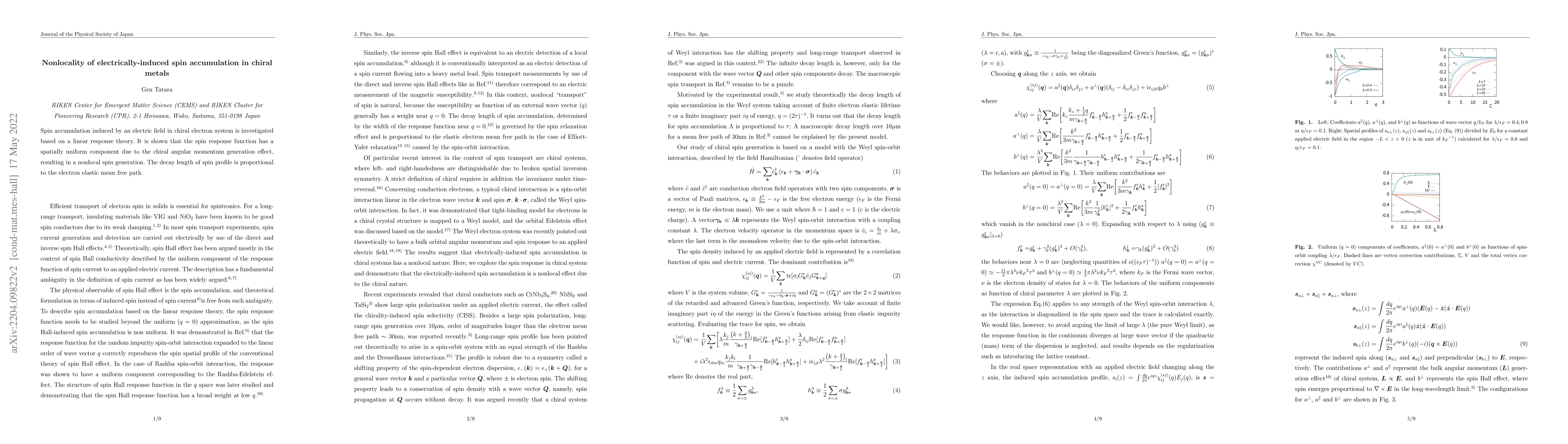 Thumbnail for Nonlocality of electrically-induced spin accumulation in chiral metals