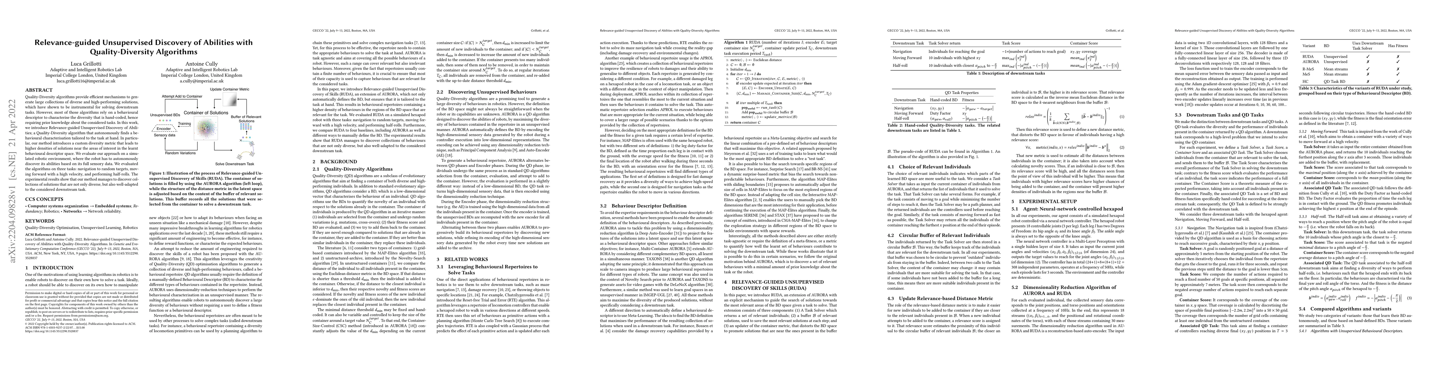 Thumbnail for Relevance-guided Unsupervised Discovery of Abilities with
  Quality-Diversity Algorithms