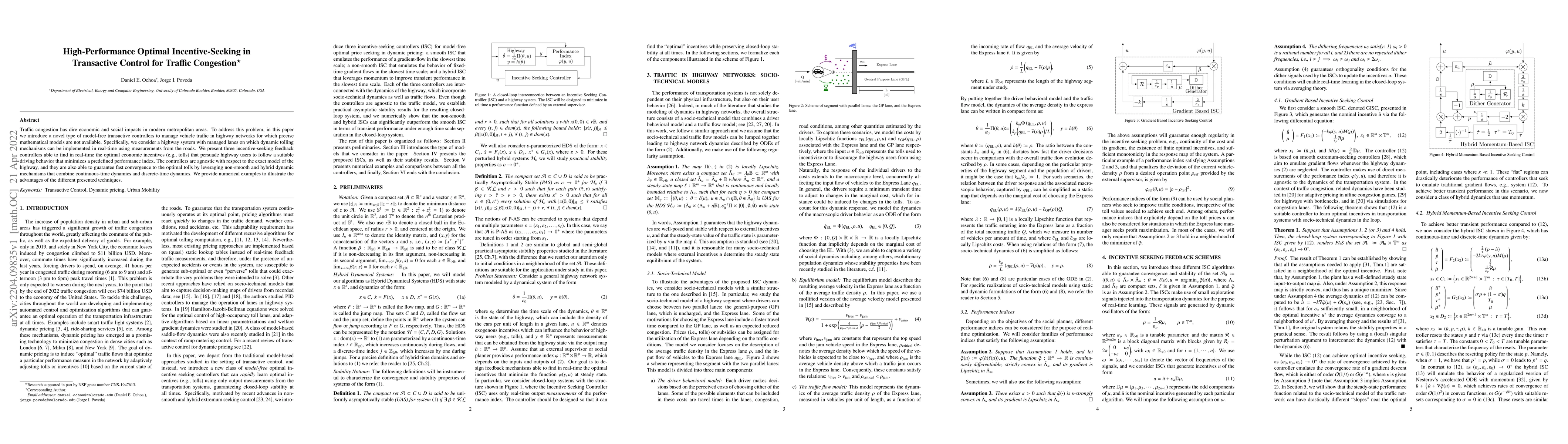 Thumbnail for High-Performance Optimal Incentive-Seeking in Transactive Control for
  Traffic Congestion