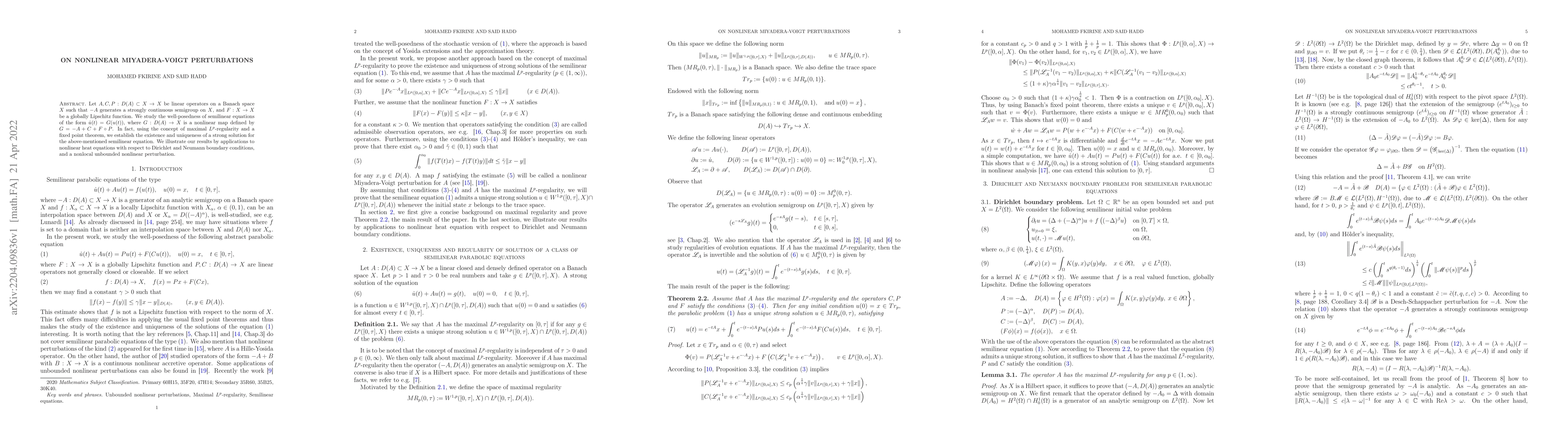 Thumbnail for On nonlinear Miyadera-Voigt perturbations