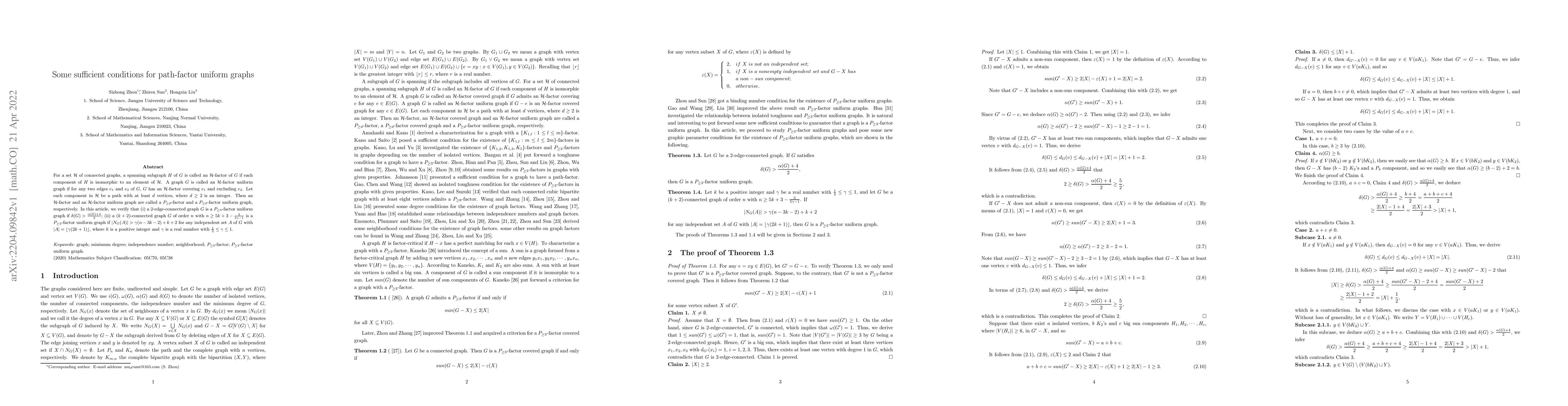 Thumbnail for Some sufficient conditions for path-factor uniform graphs