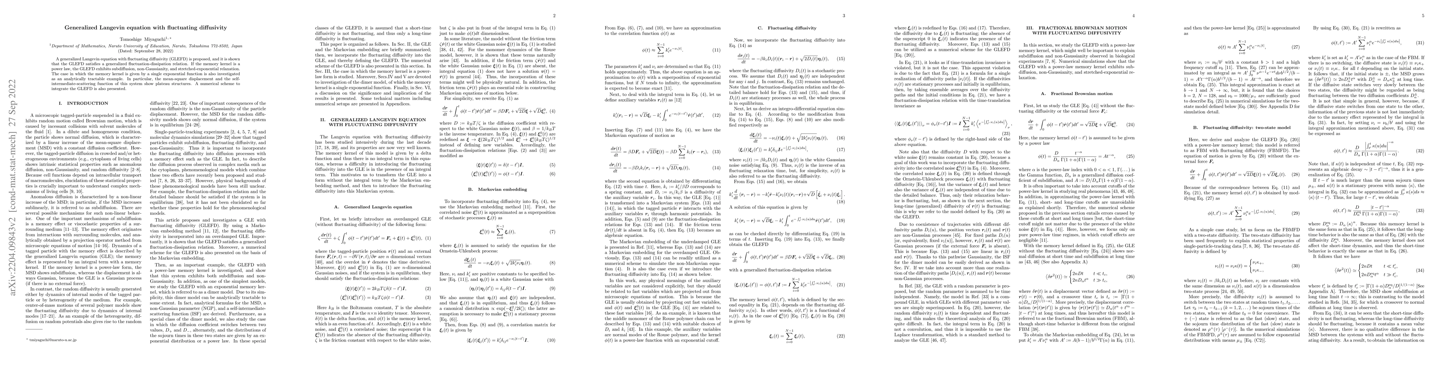 Thumbnail for Generalized Langevin equation with fluctuating diffusivity