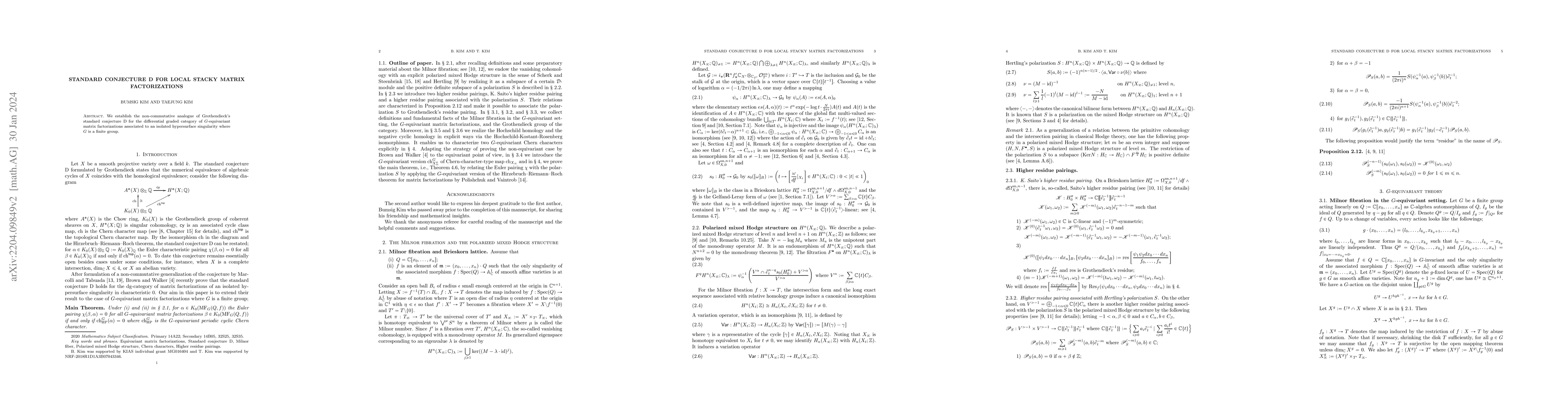 Thumbnail for Standard conjecture D for local stacky matrix factorizations