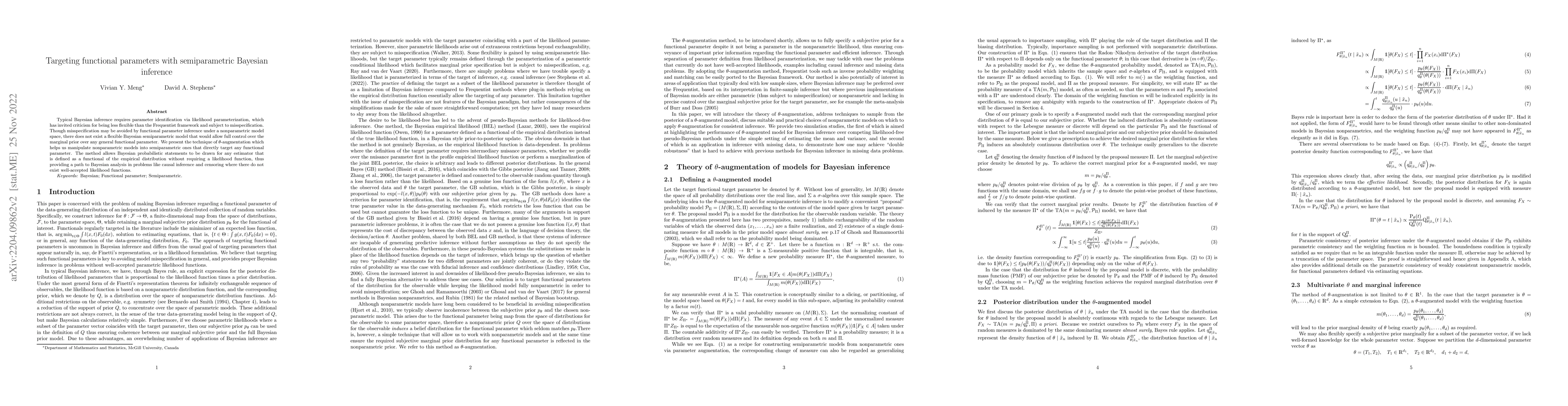 Thumbnail for Targeting functional parameters with semiparametric Bayesian inference