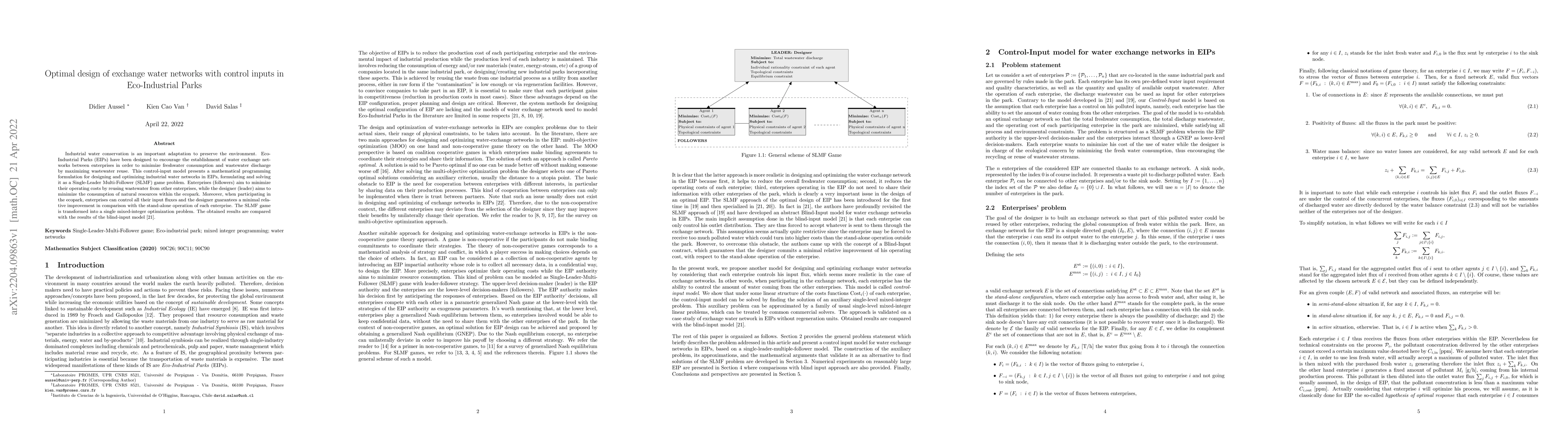 Thumbnail for Optimal design of exchange water networks with control inputs in
  Eco-Industrial Parks