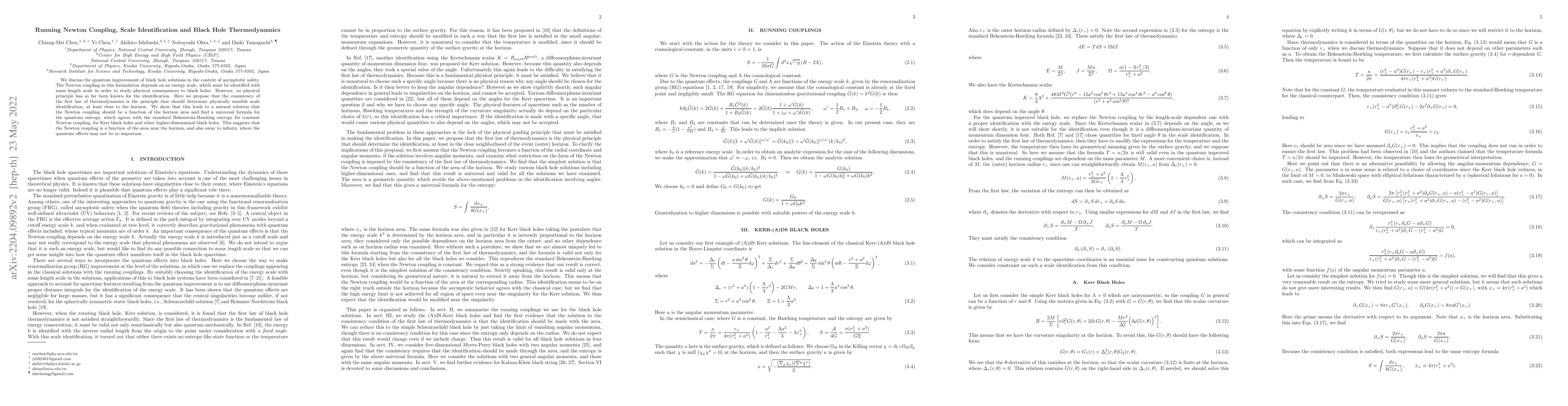 Thumbnail for Running Newton Coupling, Scale Identification and Black Hole
  Thermodynamics