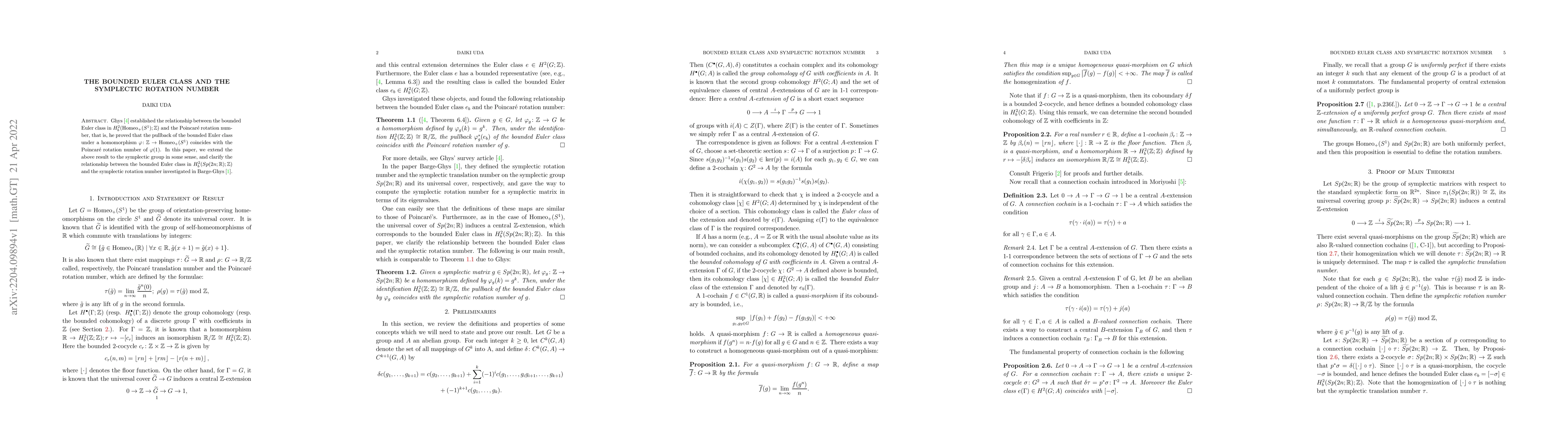 Thumbnail for The Bounded Euler Class and the Symplectic Rotation Number