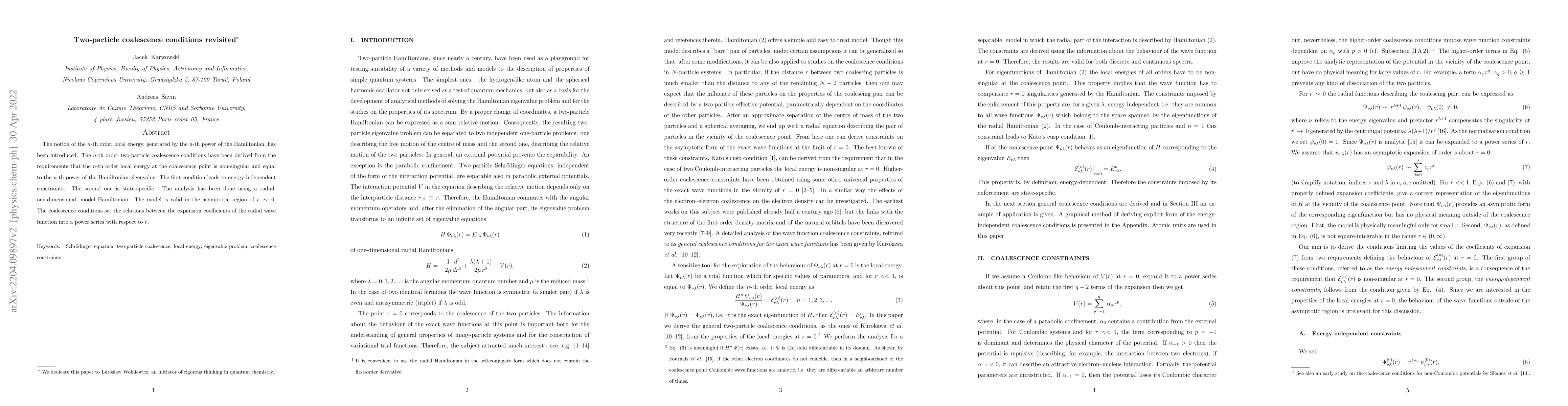 Thumbnail for Two-particle coalescence conditions revisited