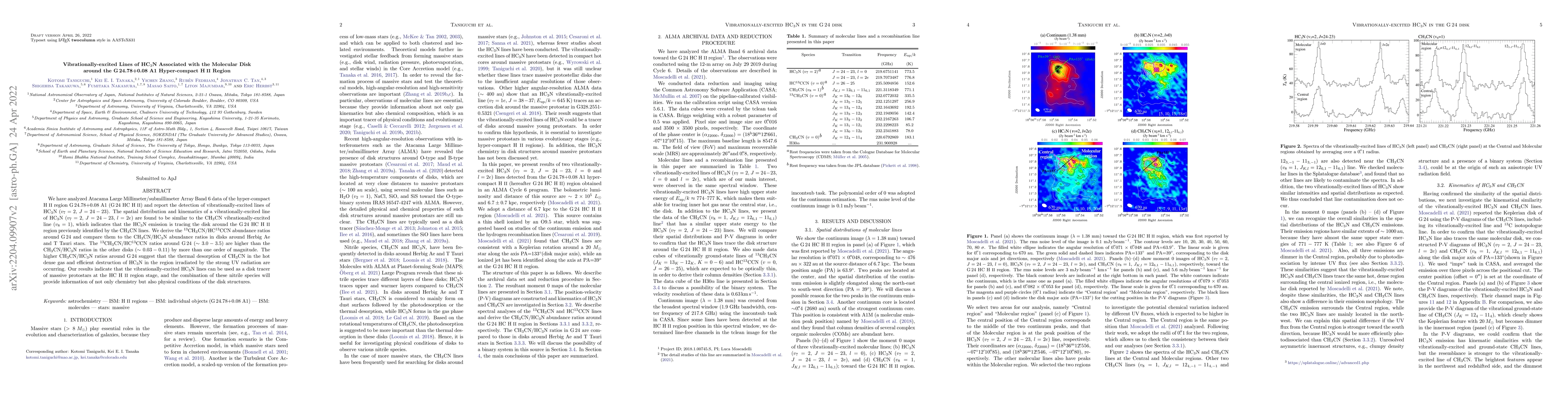 Thumbnail for Vibrationally-excited Lines of HC$_{3}$N Associated with the Molecular
  Disk around the G24.78+0.08 A1 Hyper-compact H$_{\rm {II}}$ Region