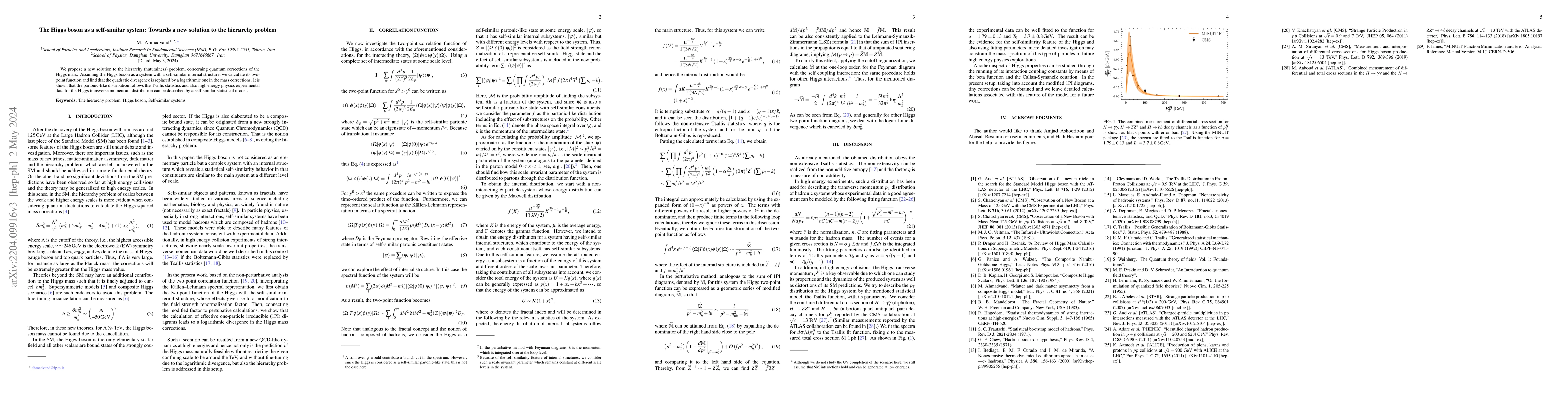 Thumbnail for The Higgs boson as a self-similar system: Towards a new solution to the
  hierarchy problem