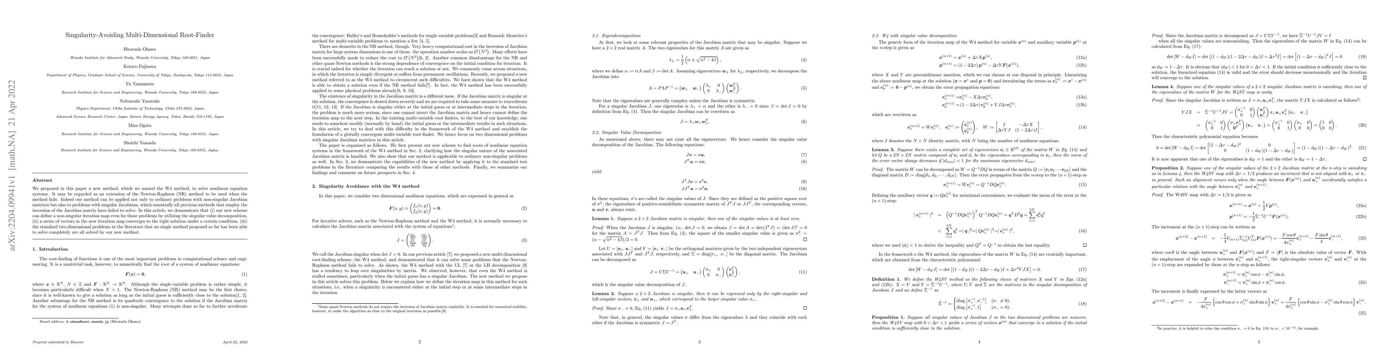Thumbnail for Singularity-Avoiding Multi-Dimensional Root-Finder