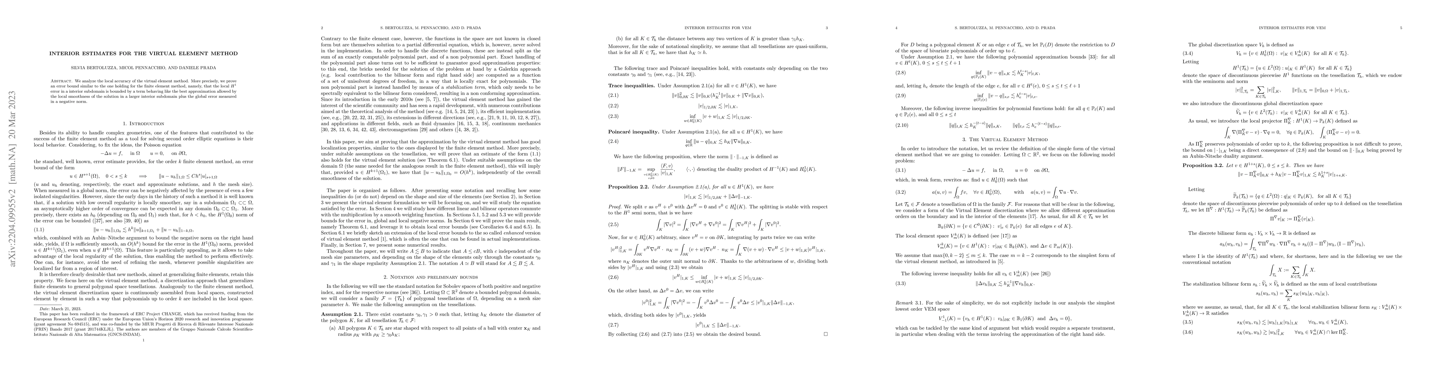 Thumbnail for Interior estimates for the Virtual Element Method