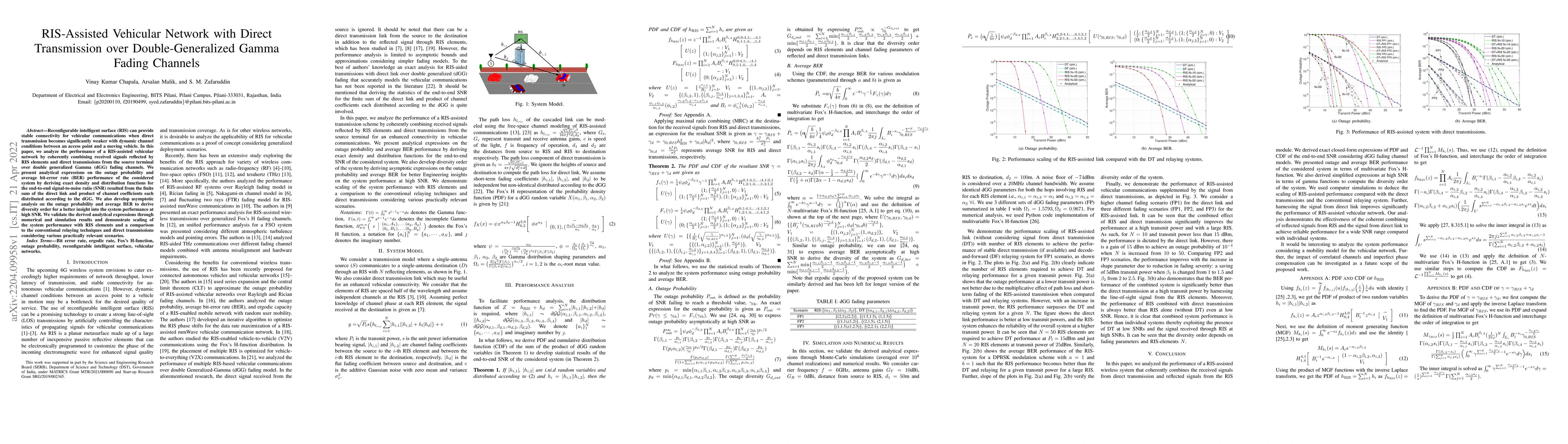Thumbnail for RIS-Assisted Vehicular Network with Direct Transmission over
  Double-Generalized Gamma Fading Channels