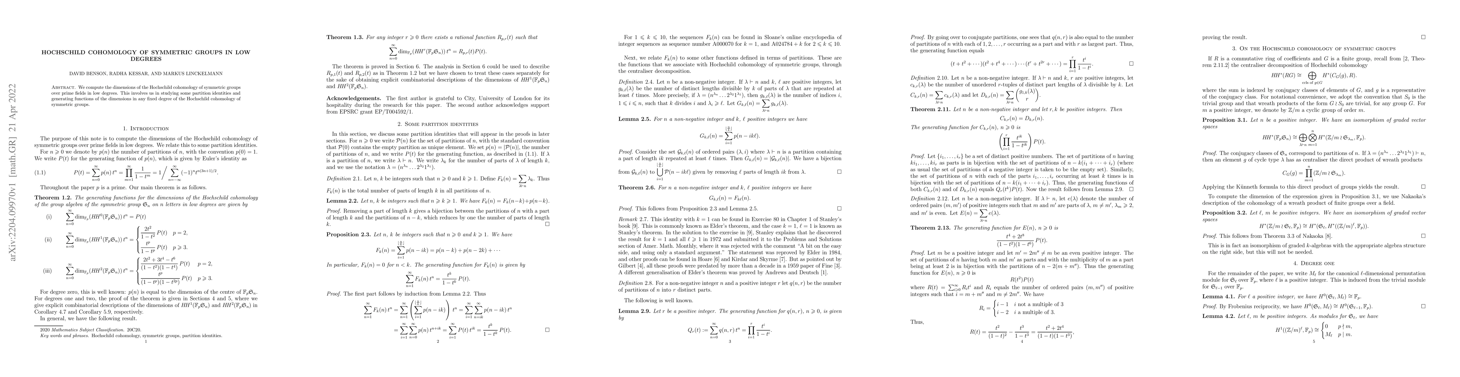 Thumbnail for Hochschild cohomology of symmetric groups in low degrees