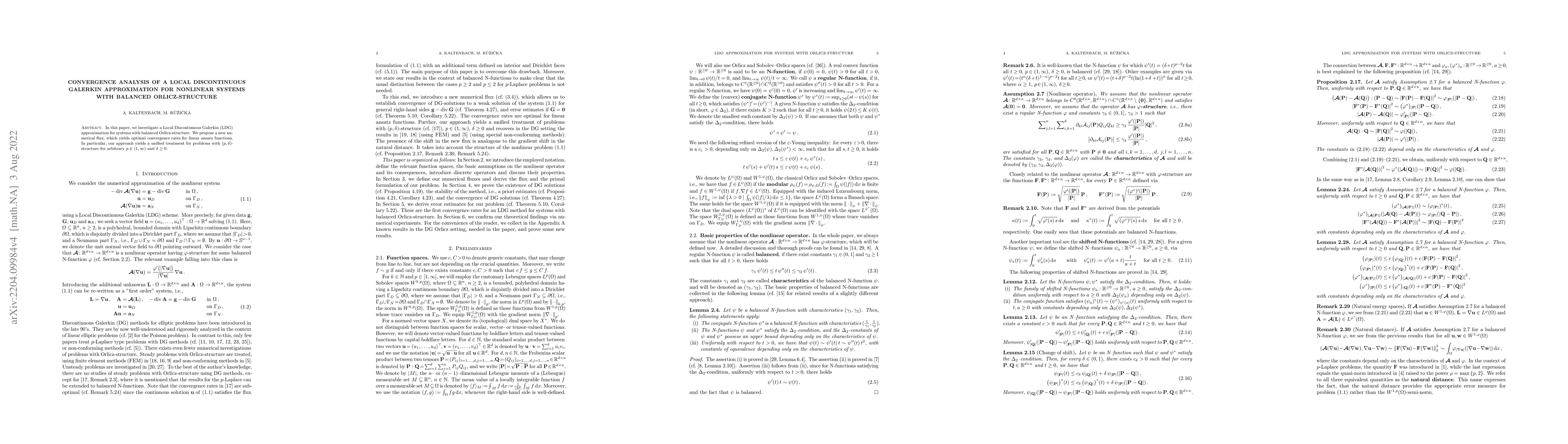 Thumbnail for Convergence analysis of a Local Discontinuous Galerkin approximation for
  nonlinear systems with balanced Orlicz-structure
