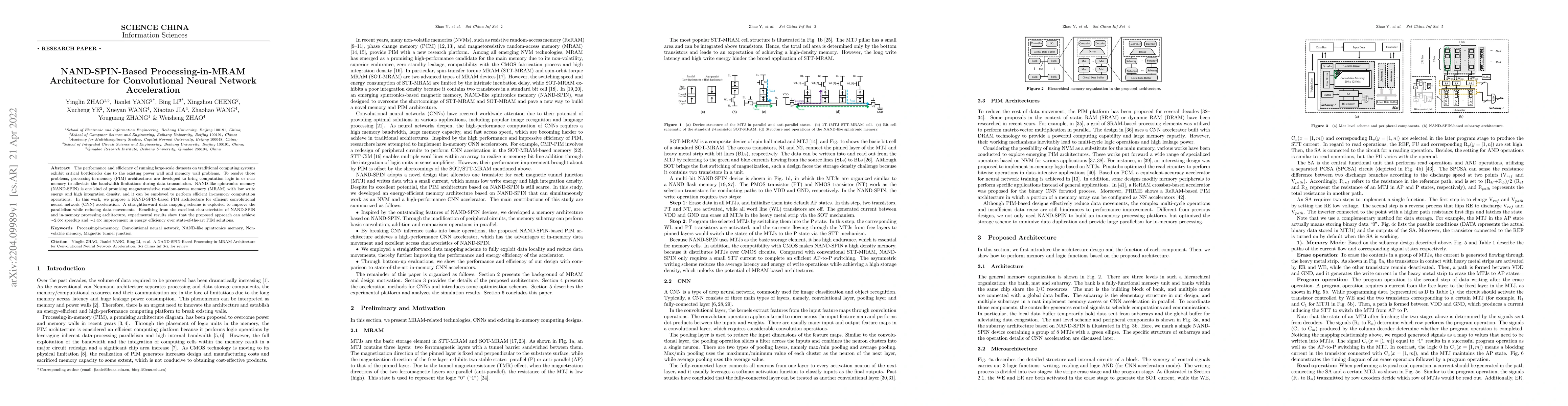 Thumbnail for NAND-SPIN-Based Processing-in-MRAM Architecture for Convolutional Neural
  Network Acceleration