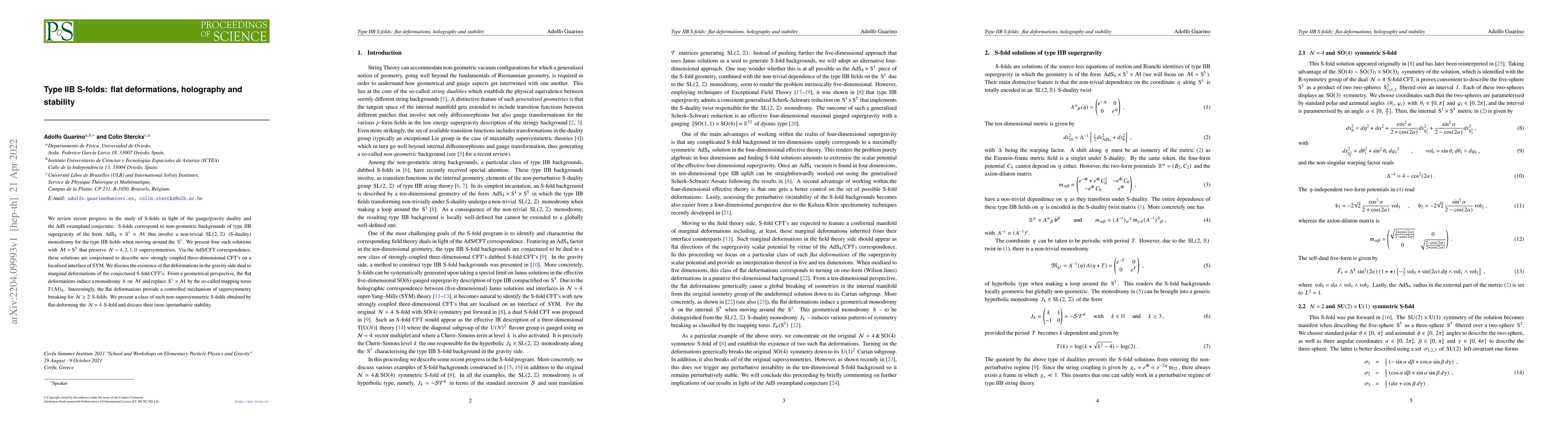 Thumbnail for Type IIB S-folds: flat deformations, holography and stability