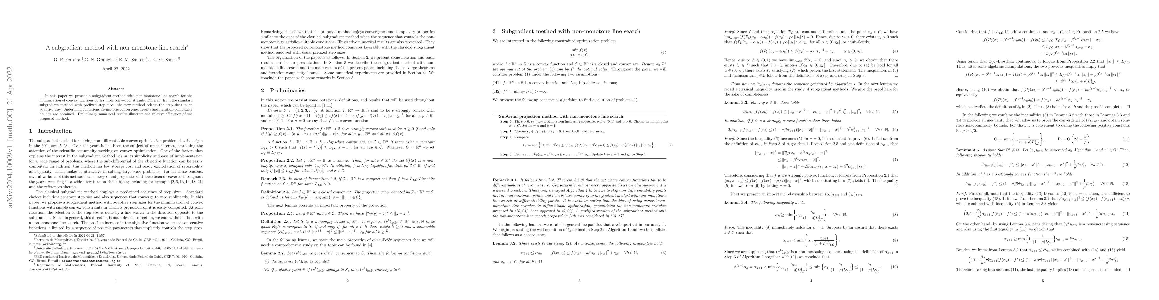 Thumbnail for A subgradient method with non-monotone line search