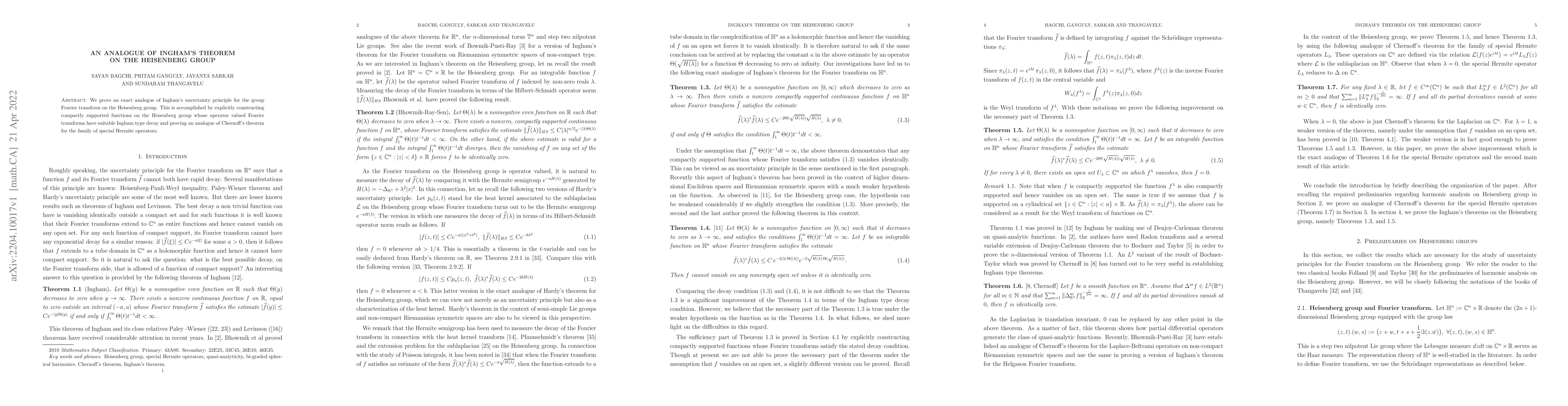Thumbnail for An analogue of Ingham's theorem on the Heisenberg group
