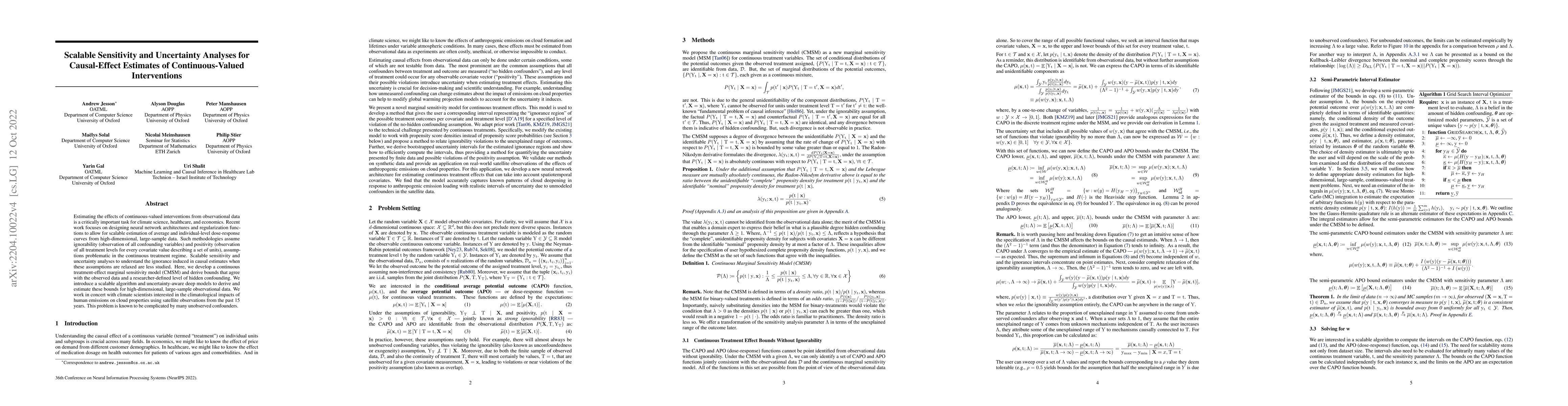 Thumbnail for Scalable Sensitivity and Uncertainty Analysis for Causal-Effect
  Estimates of Continuous-Valued Interventions