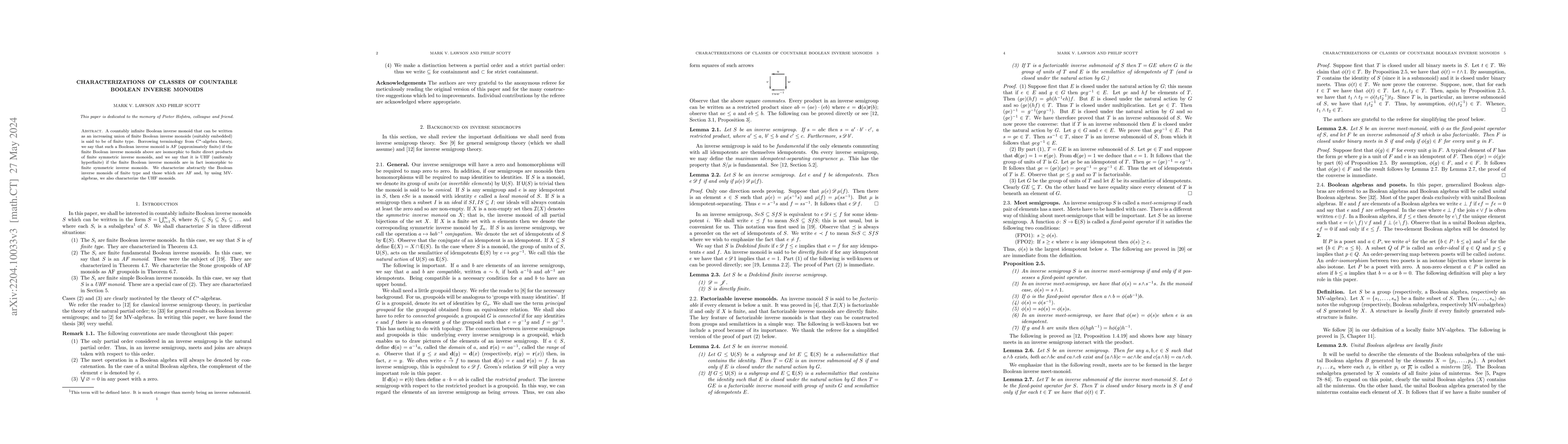 Thumbnail for Characterizations of classes of countable Boolean inverse monoids