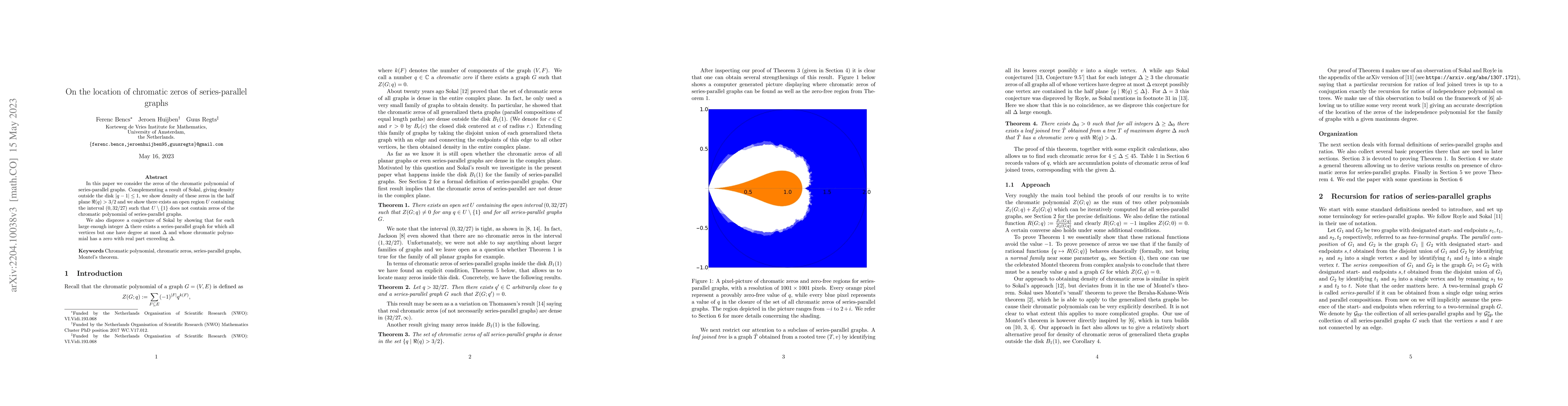 Thumbnail for On the location of chromatic zeros of series-parallel graphs