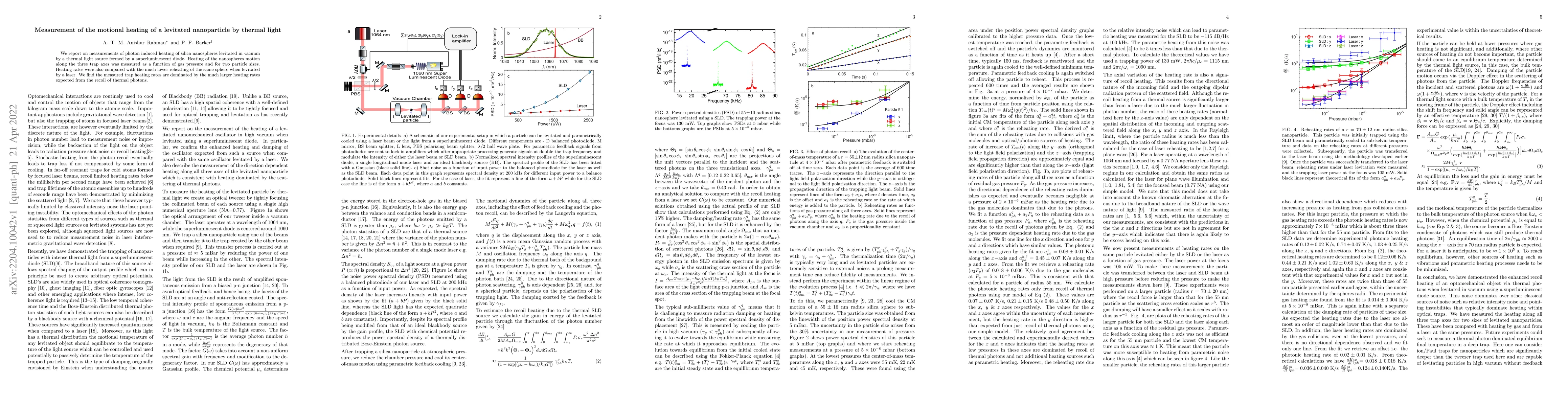 Thumbnail for Measurement of the motional heating of a levitated nanoparticle by
  thermal light