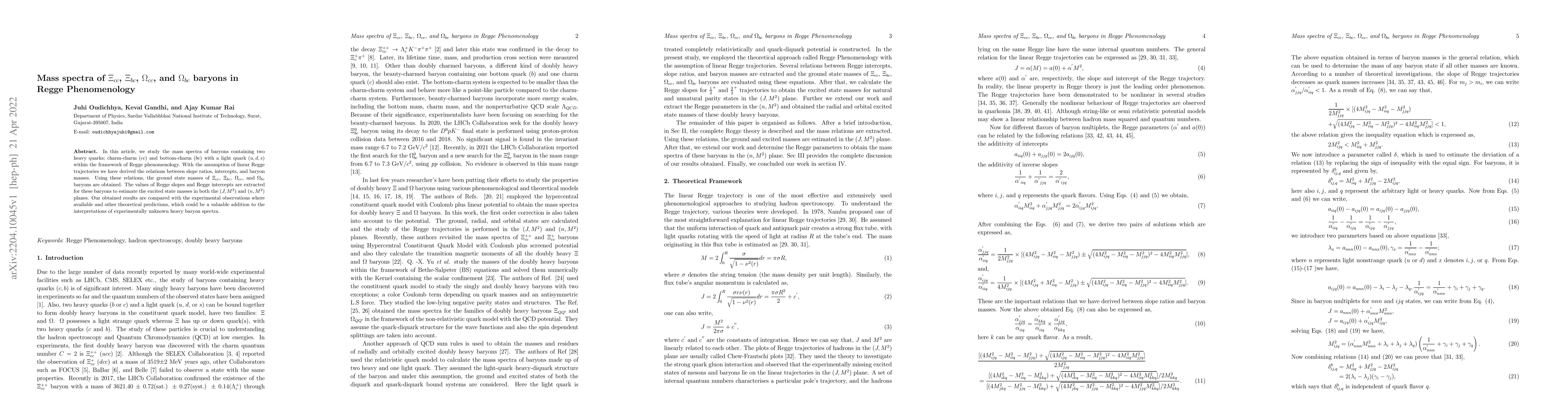 Thumbnail for Mass spectra of $\Xi_{cc}$, $\Xi_{bc}$, $\Omega_{cc}$, and $\Omega_{bc}$
  baryons in Regge Phenomenology
