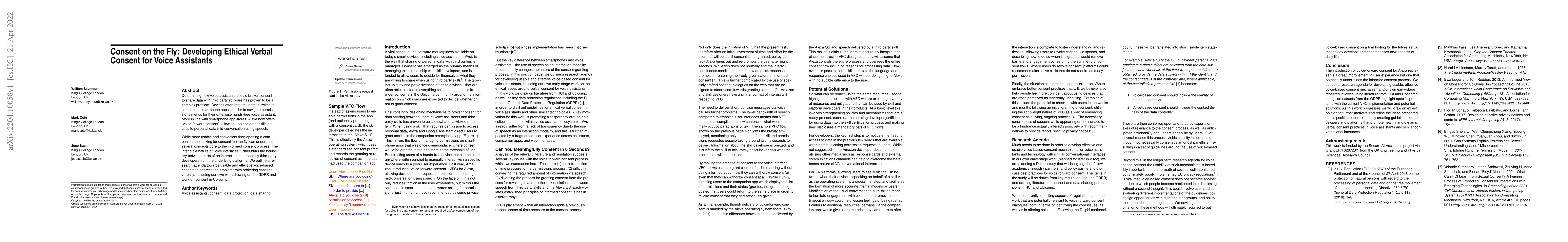 Thumbnail for Consent on the Fly: Developing Ethical Verbal Consent for Voice
  Assistants