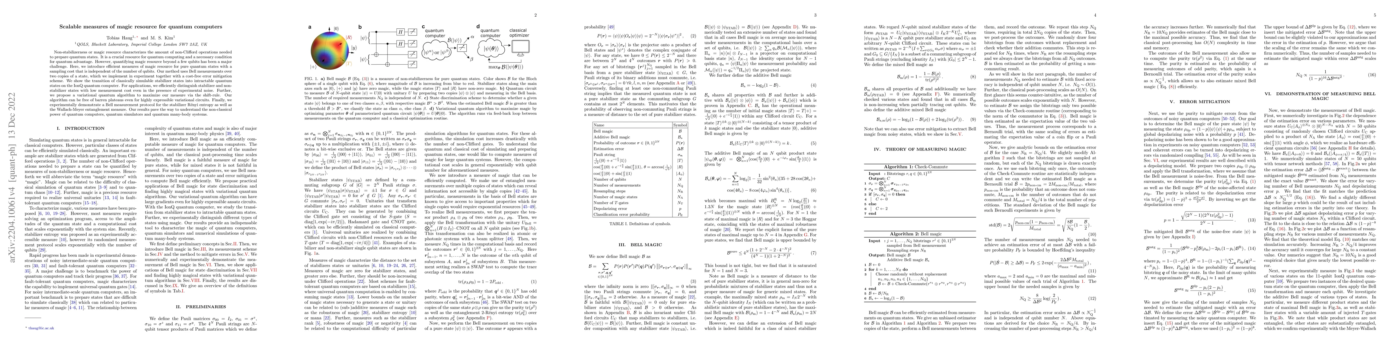 Thumbnail for Scalable measures of magic resource for quantum computers
