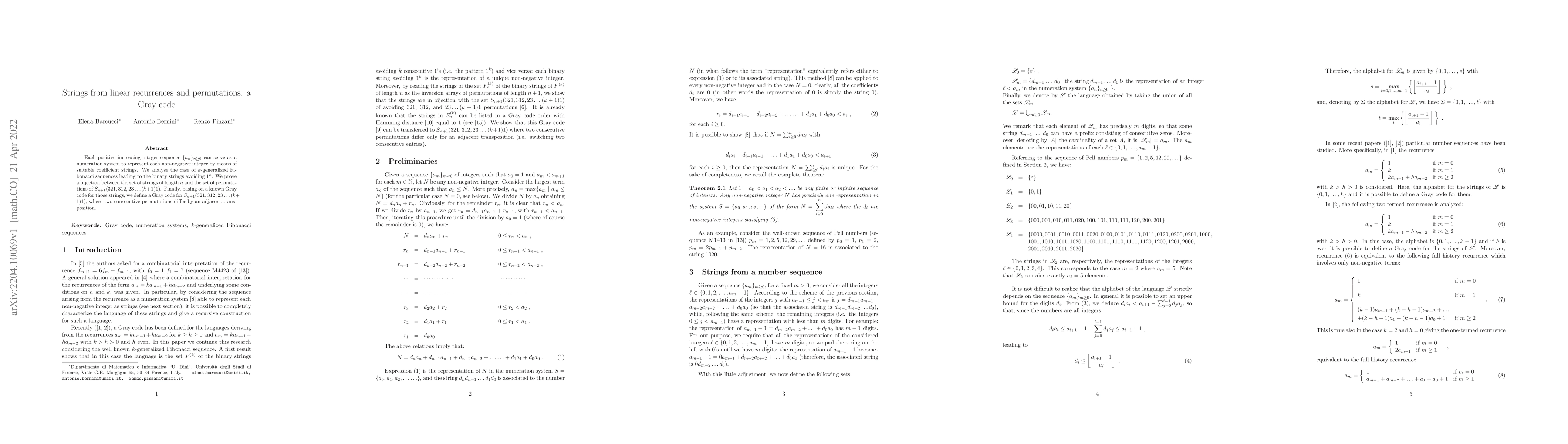 Thumbnail for Strings from linear recurrences and permutations: a Gray code