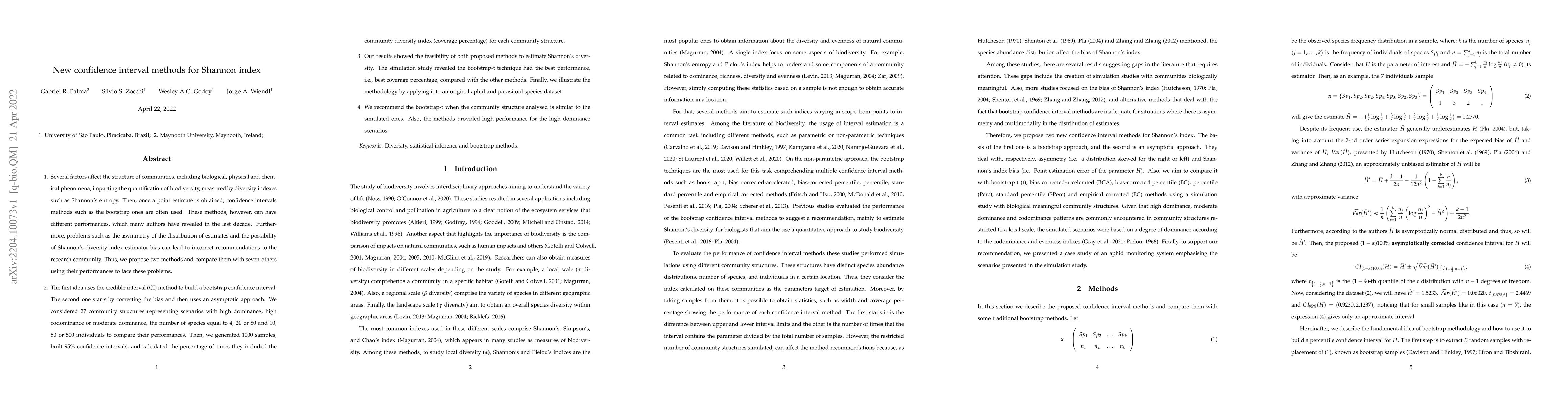 Thumbnail for New confidence interval methods for Shannon index
