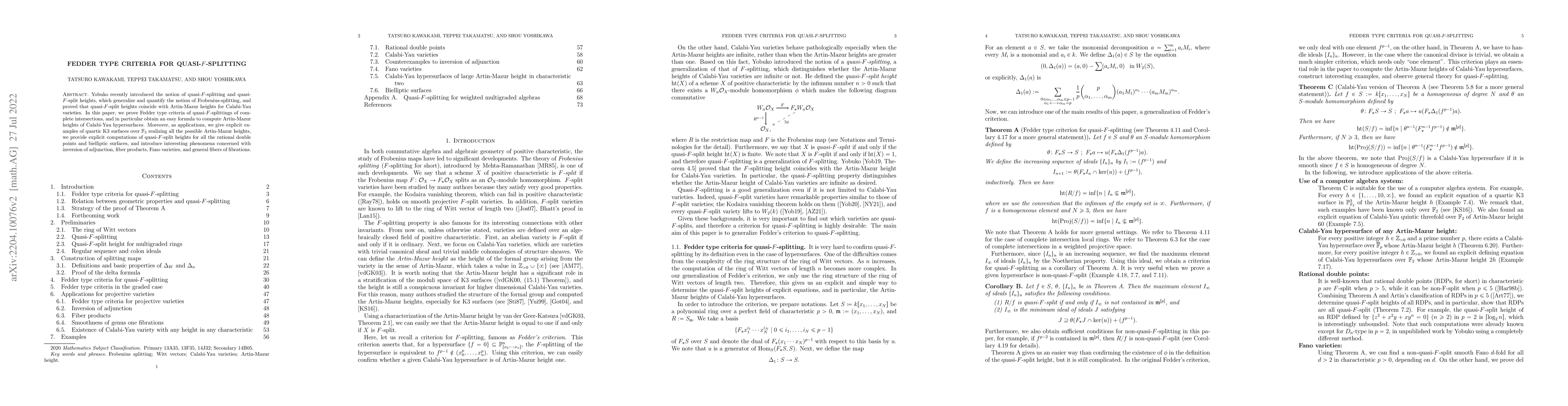 Thumbnail for Fedder type criteria for quasi-$F$-splitting