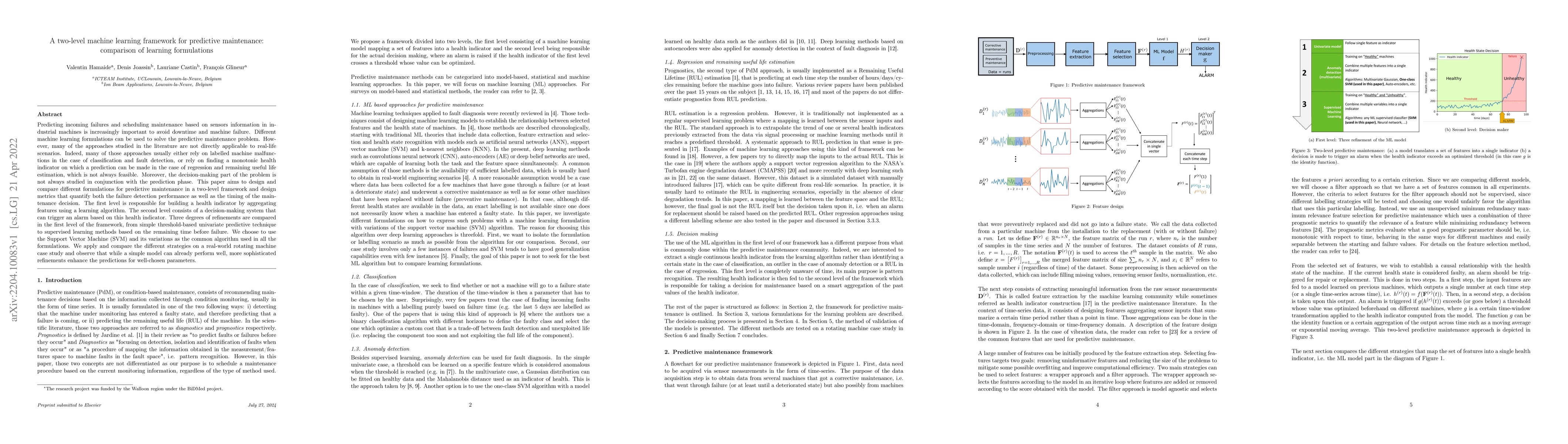 Thumbnail for A two-level machine learning framework for predictive maintenance:
  comparison of learning formulations