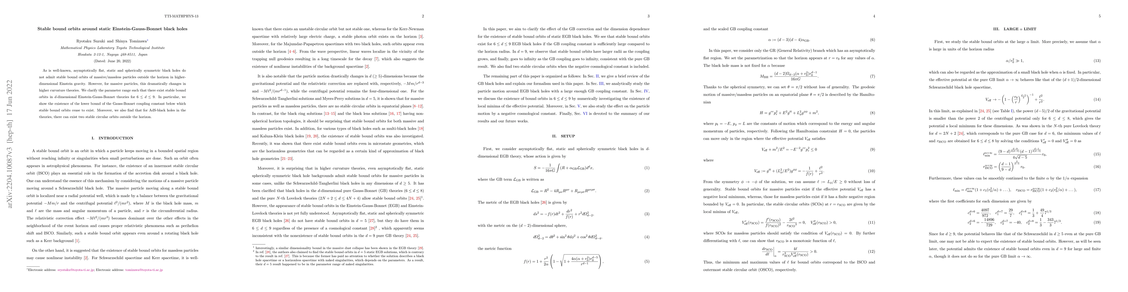 Thumbnail for Stable bound orbits around static Einstein-Gauss-Bonnet black holes