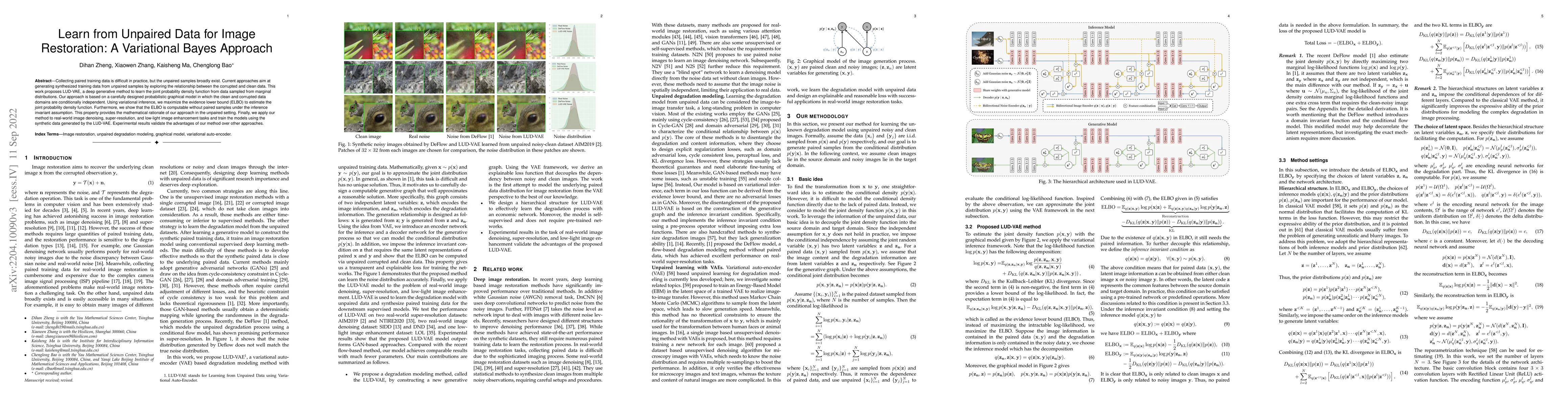 Thumbnail for Learn from Unpaired Data for Image Restoration: A Variational Bayes
  Approach