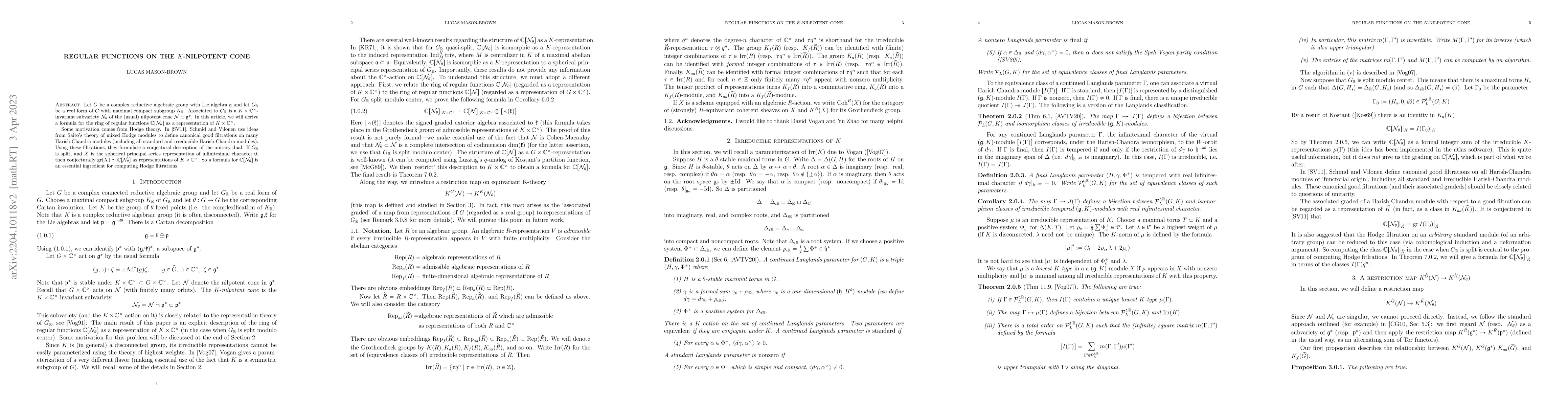 Thumbnail for Regular Functions on the K-Nilpotent Cone