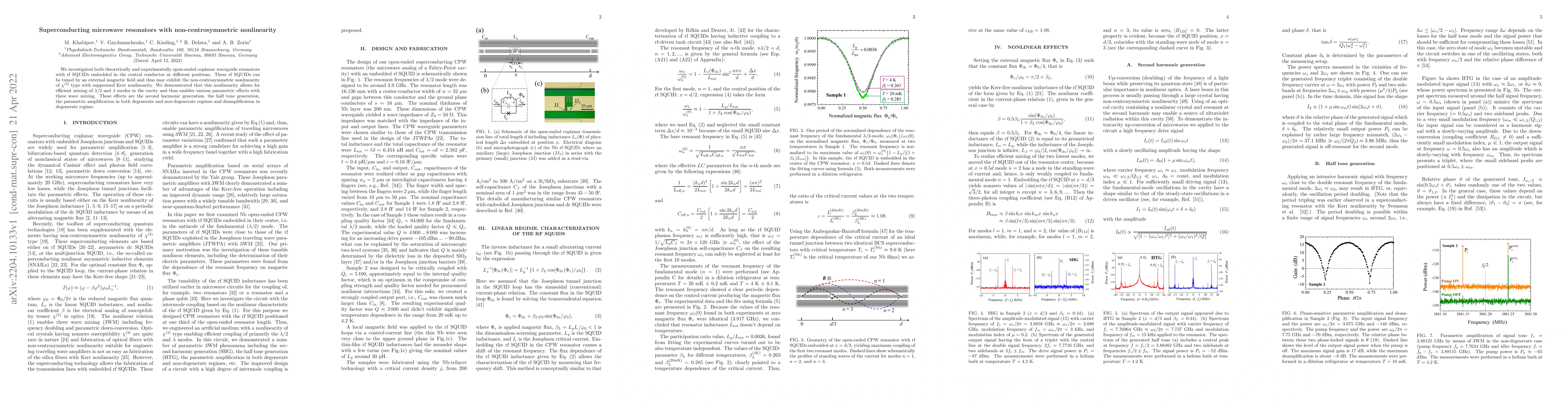 Thumbnail for Superconducting microwave resonators with non-centrosymmetric
  nonlinearity