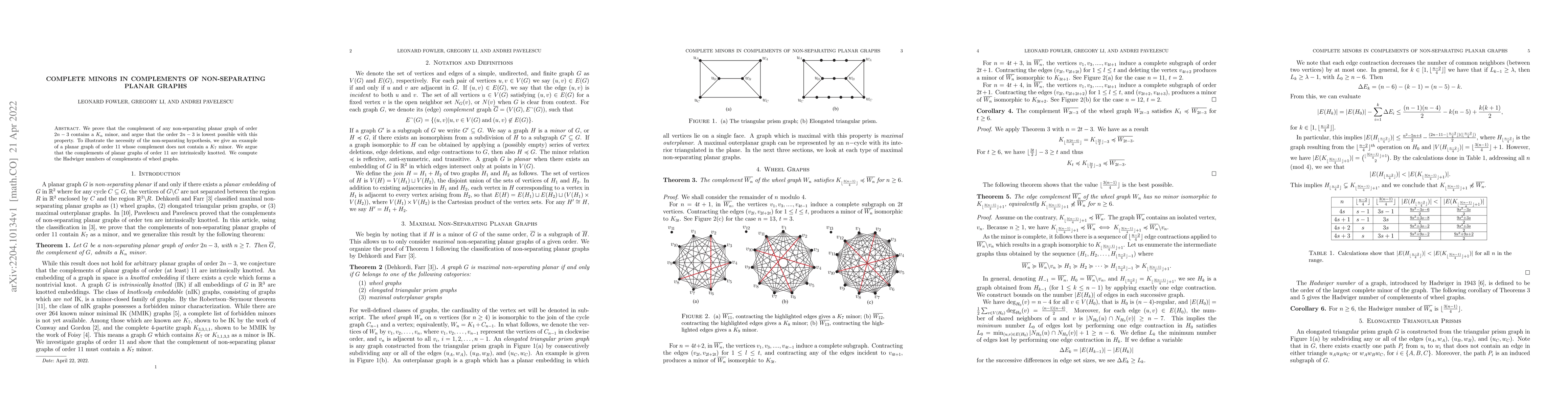 Thumbnail for Complete Minors in Complements of Non-Separating Planar Graphs