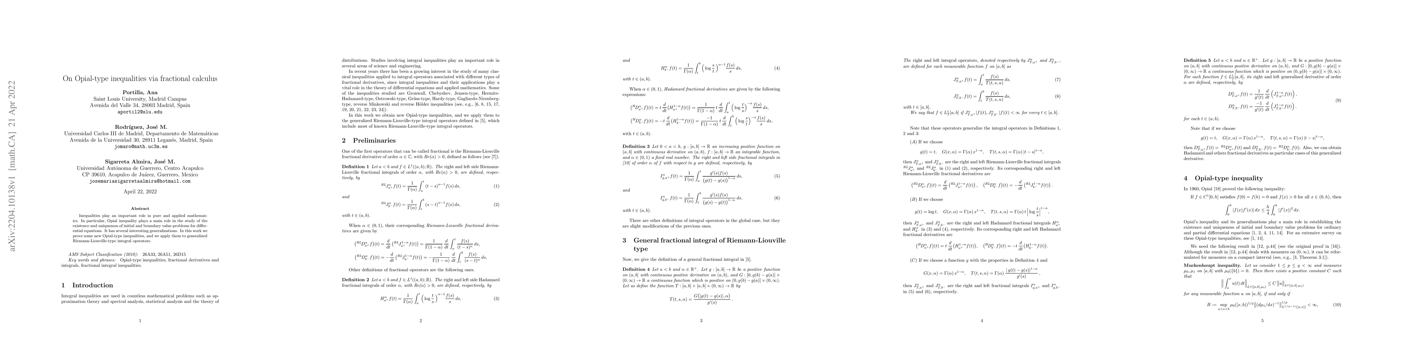 Thumbnail for On Opial-type inequalities via fractional calculus