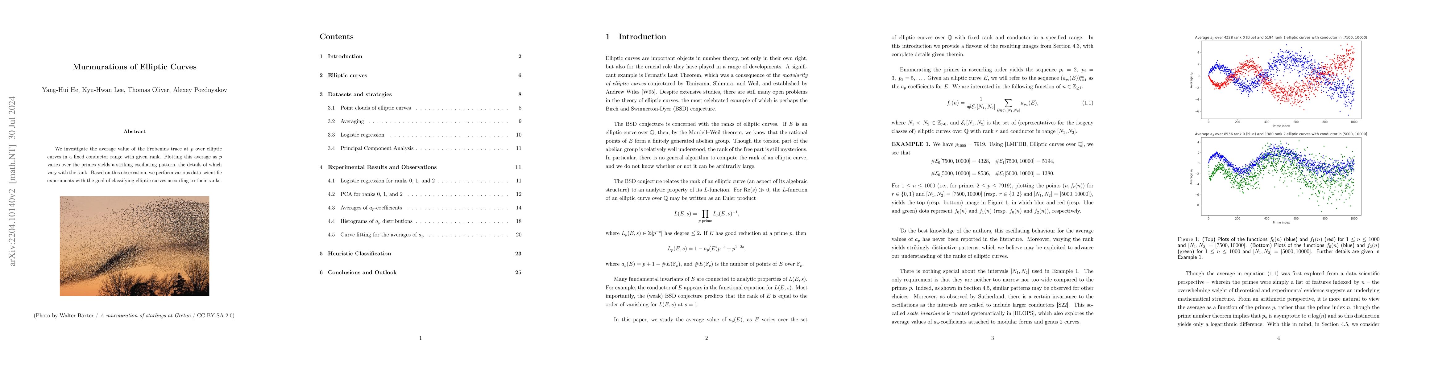 Thumbnail for Murmurations of elliptic curves