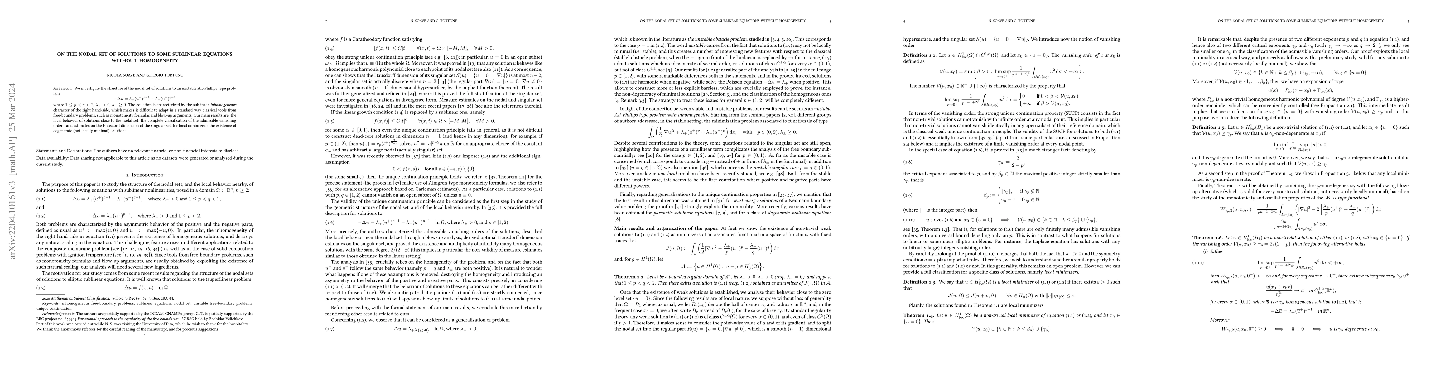 Thumbnail for On the nodal set of solutions to some sublinear equations without
  homogeneity