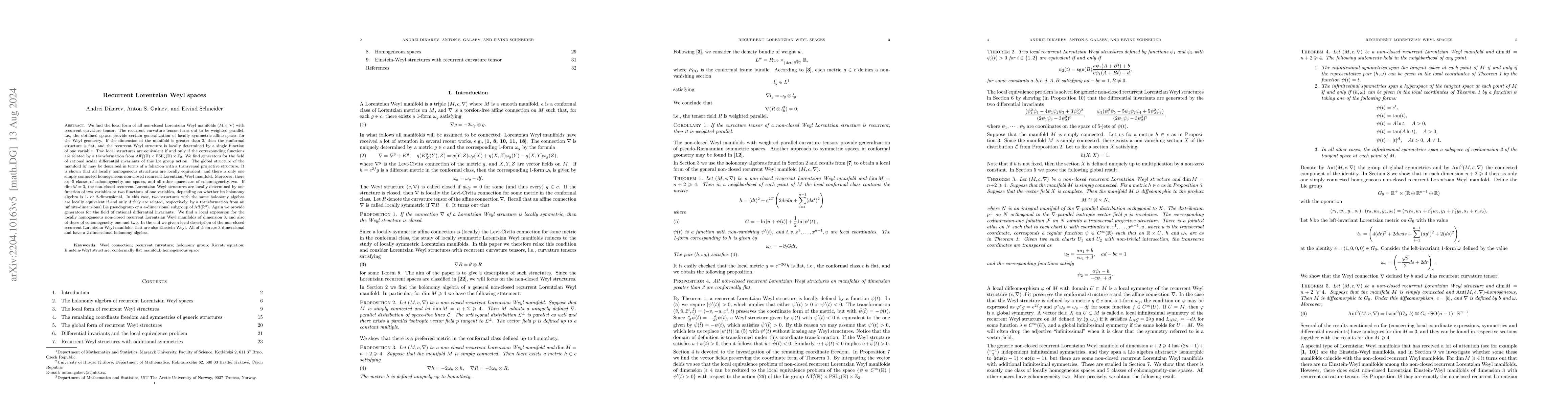Thumbnail for Recurrent Lorentzian Weyl spaces