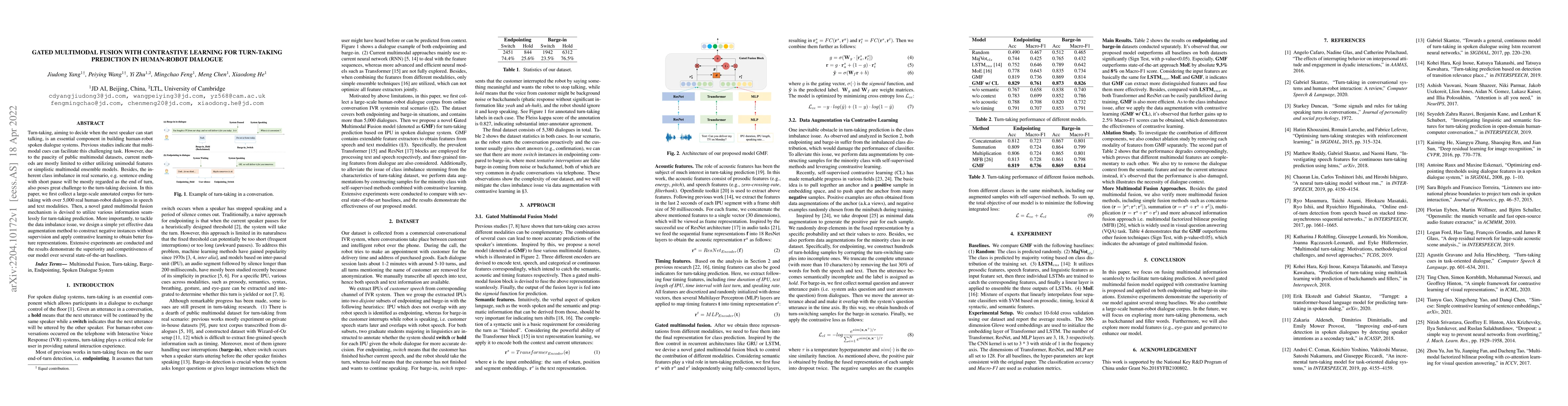 Thumbnail for Gated Multimodal Fusion with Contrastive Learning for Turn-taking
  Prediction in Human-robot Dialogue